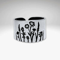 Wildflowers Adjustable Ring featuring intricate floral designs inspired by spring wildflowers.