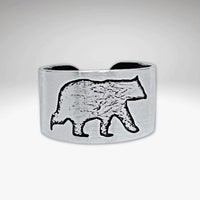 Bear Boy Adjustable Ring in matte silver featuring a bear design, perfect for adventurous explorers.