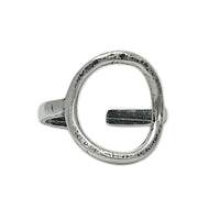 Halo Adjustable Ring in matte silver finish, featuring a textured design, suitable for finger sizes 5.5 to 8.5.