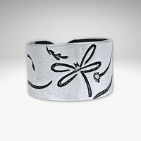 Dragonfly adjustable ring in matte silver, featuring a whimsical design with delicate dragonfly motifs.