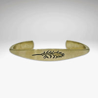 antique brass cuff bracelet with indian paintbrush flower design