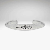 silver cuff bracelet with indian paintbrush flower design