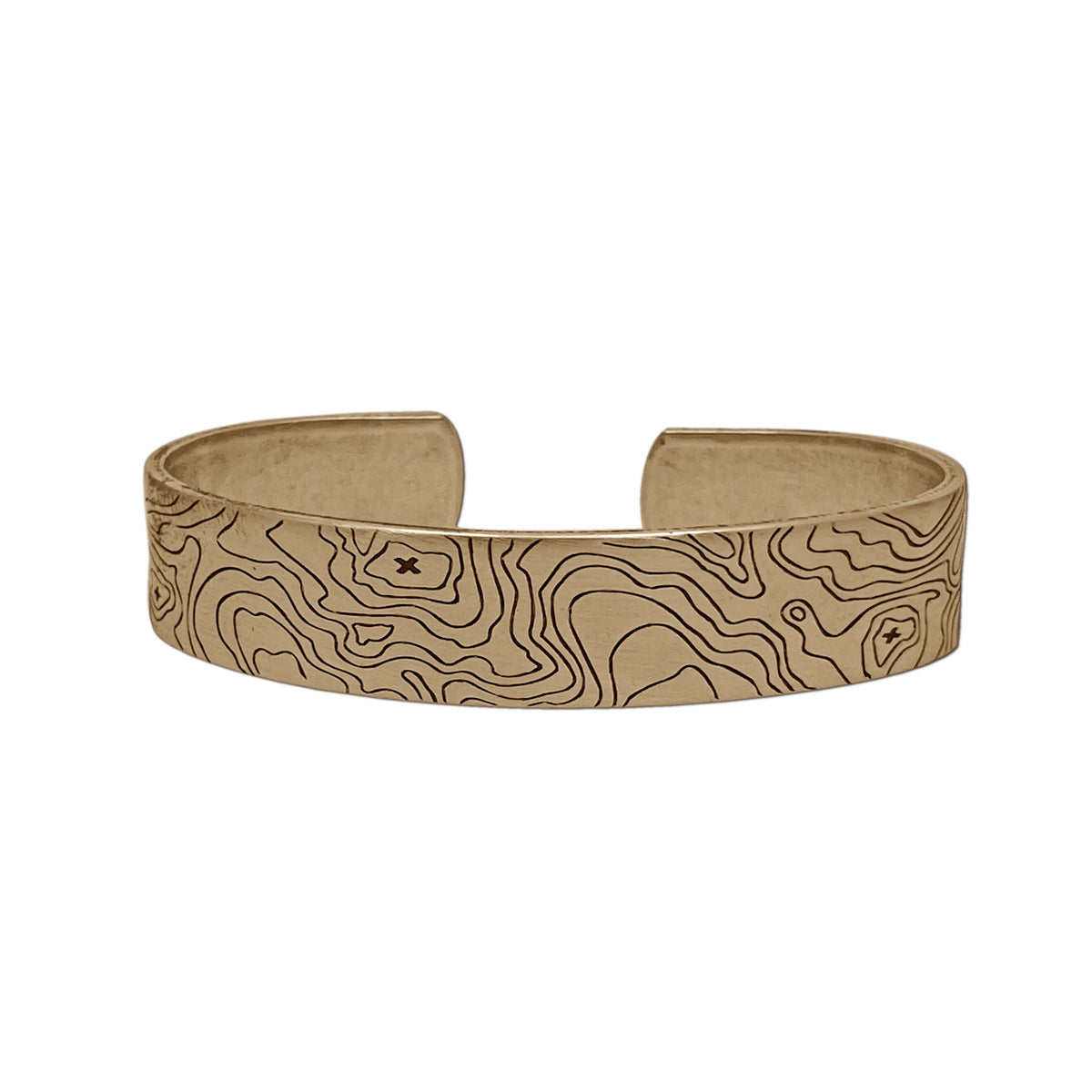 Topo Cuff Bracelet - Mountain cuff for men and women - Grand Tetons with topographical etching design.