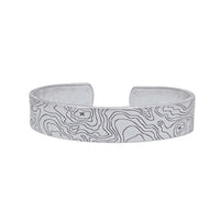 Topo Cuff Bracelet - Mountain cuff for men and women - Grand Tetons showcasing a detailed topographical design.