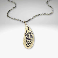 Morel Mushroom Necklace featuring a unique etched brass pendant on a rolo chain, celebrating nature's beauty.
