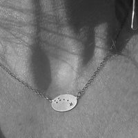 Close-up of the Little Dipper Necklace featuring seven stars in a chic design, showcasing astronomy-inspired jewelry.