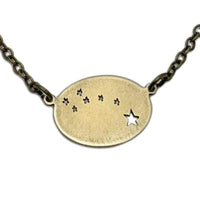 Little Dipper Necklace showcasing Ursa Minor stars in antique brass finish, perfect for astronomy lovers.