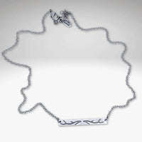 Antler Bar Necklace in Matte Silver with adjustable cable chain for showcasing nature's beauty.