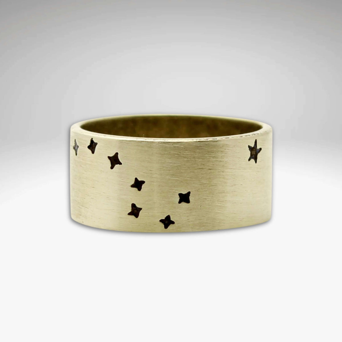 Big Dipper 2, Adjustable Ring featuring etched stars on raw brass for astronomy lovers.