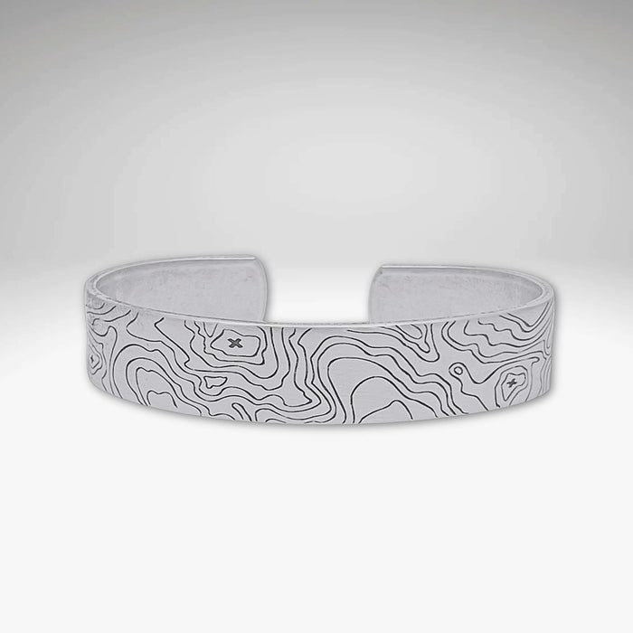 Topo Cuff Bracelet - Mountain cuff for men and women - Grand Tetons featuring topographical design.
