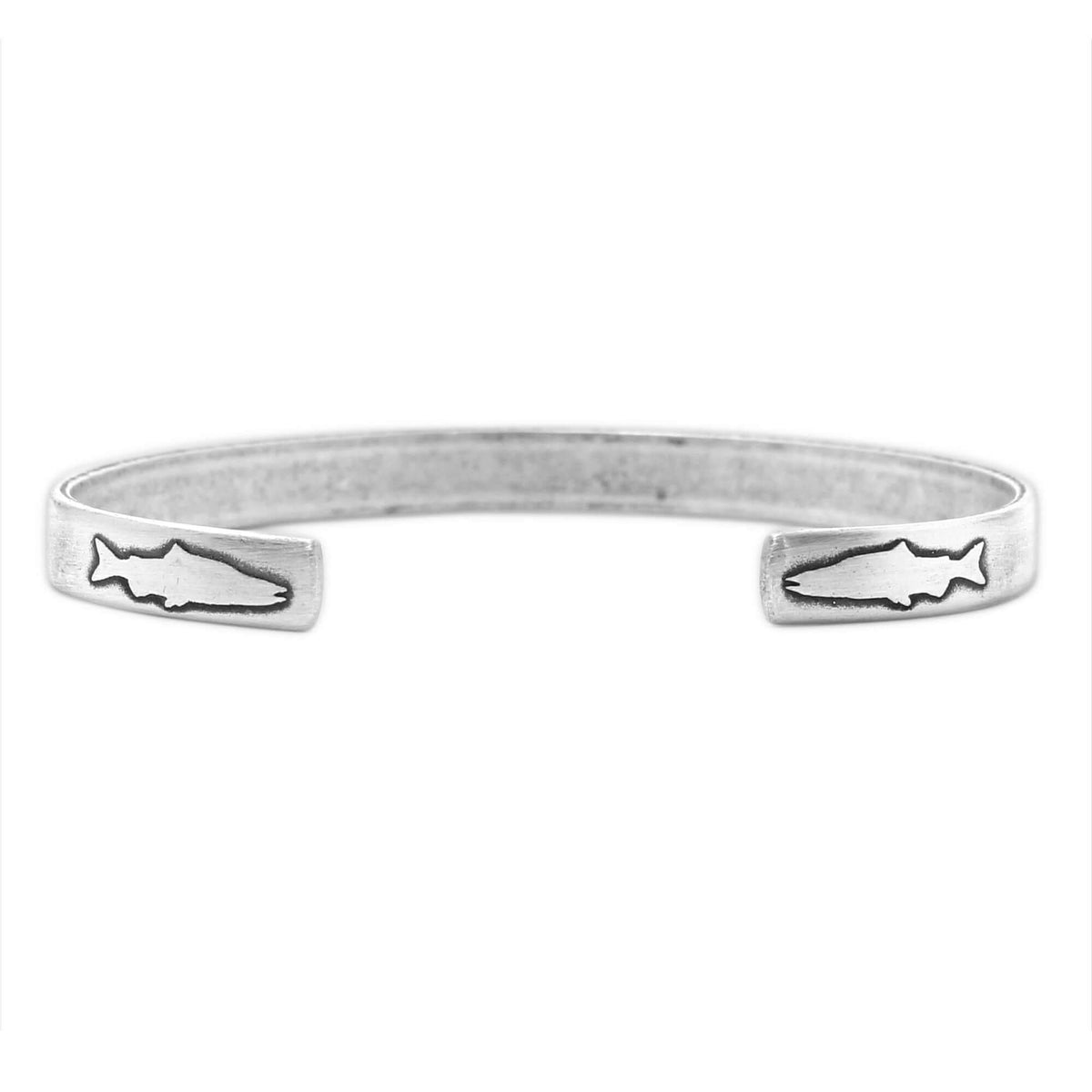 Skinny Fish Cuff Bracelet, Matte Silver / Womens / Single, daphne lorna