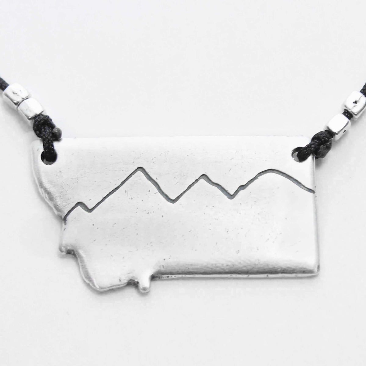 Simple Montana Necklace, Matte Silver / Cord, daphne lorna