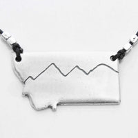Simple Montana Necklace, Matte Silver / Cord, daphne lorna