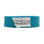 Mama and Cubs in Montana  Leather Cuff Bracelet, Creek Water / Matte Silver / Women's, daphne lorna