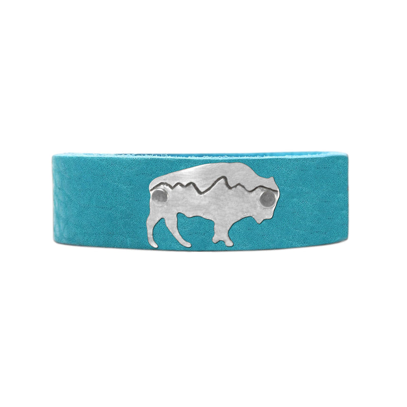Mountains on Buff Leather Cuff Bracelet