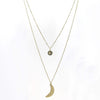 Sun and Moon Long Layered Necklace, Antique Brass, daphne lorna