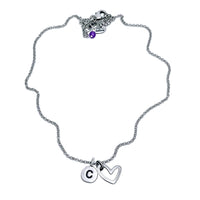 Open Heart Initial Necklace featuring a heart charm and initial 'C' on a delicate silver chain.