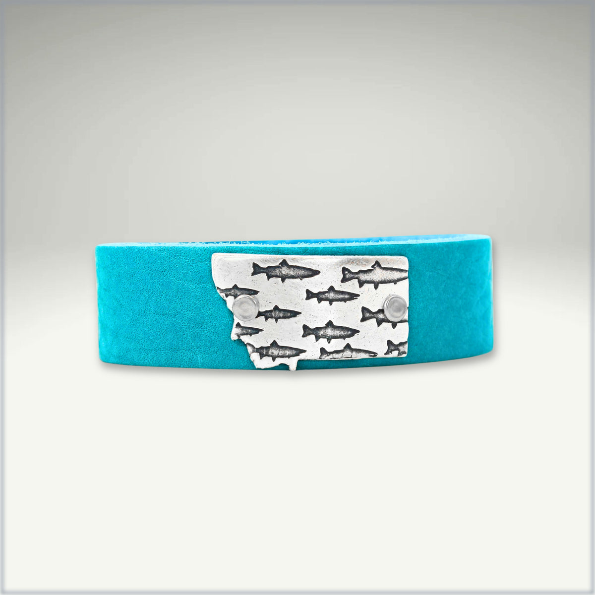 Fishing in Montana Leather Cuff Bracelet