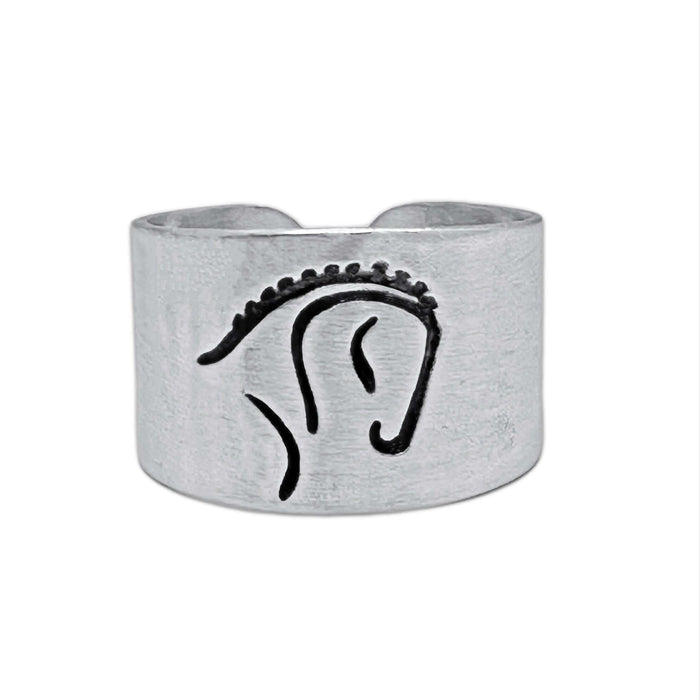 White Horse Adjustable Ring