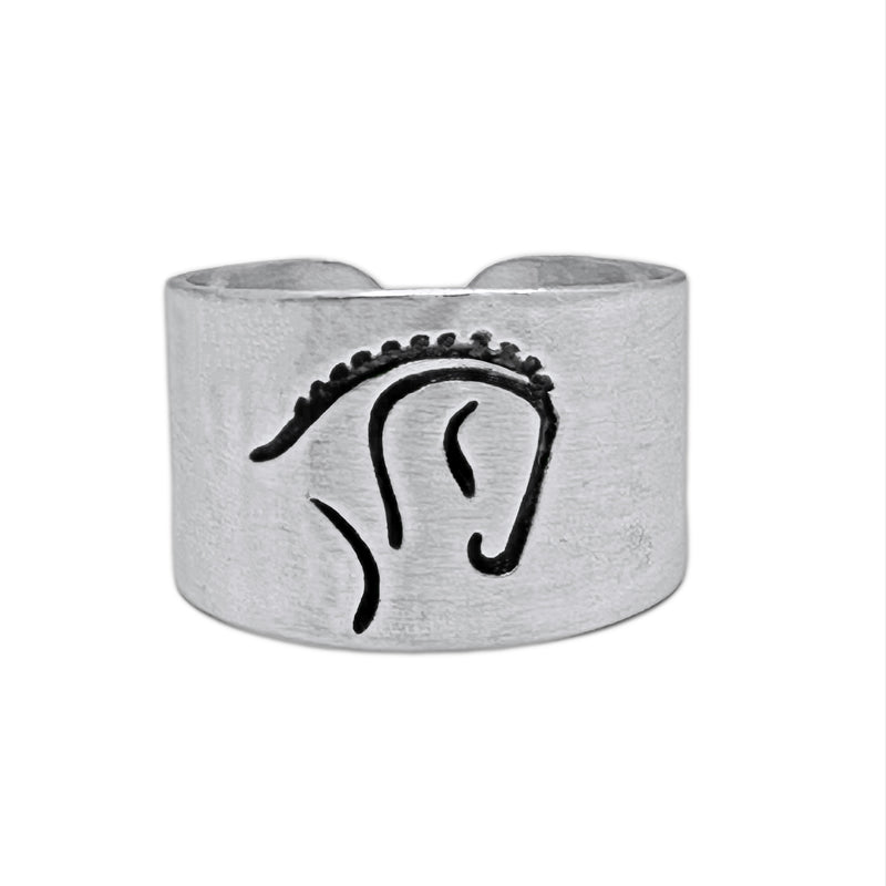 White Horse Adjustable Ring