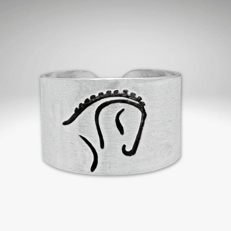 White Horse Adjustable Ring