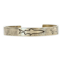 Single Trout Cuff Bracelet featuring a detailed fish design, perfect for fly fishing enthusiasts.