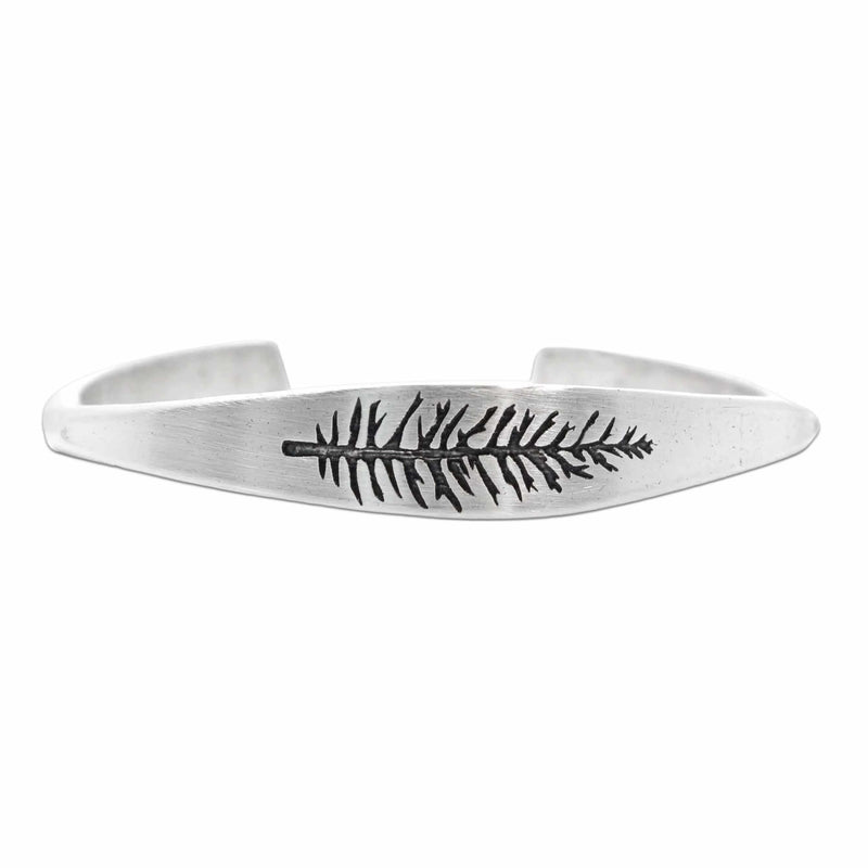 Spruce Signet Cuff Bracelet, Matte Silver, daphne lorna