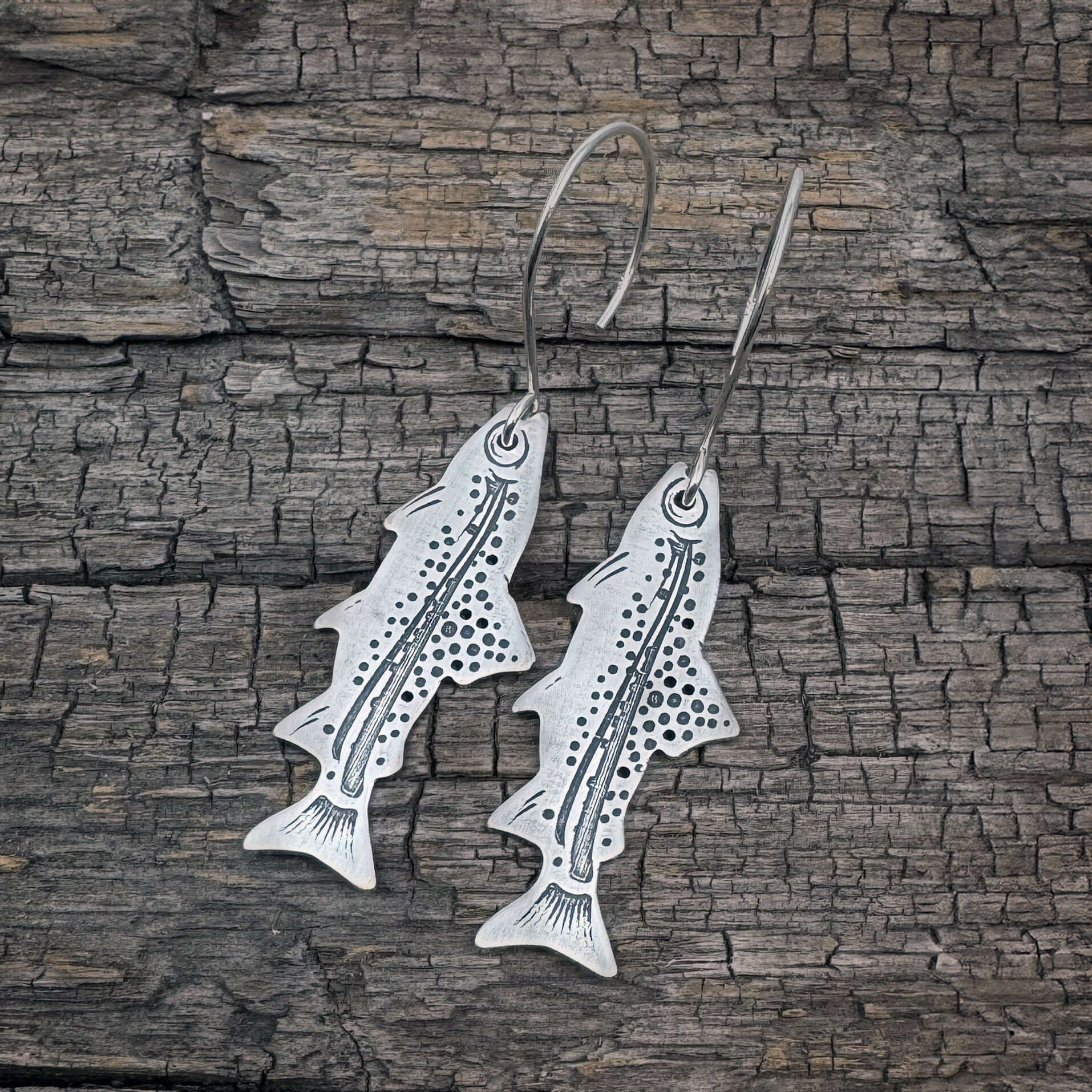 Sterling Silver offers Trout Earrings- Large