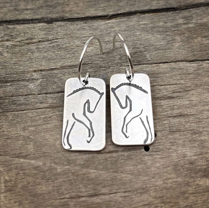 White Horse Dressage Earrings