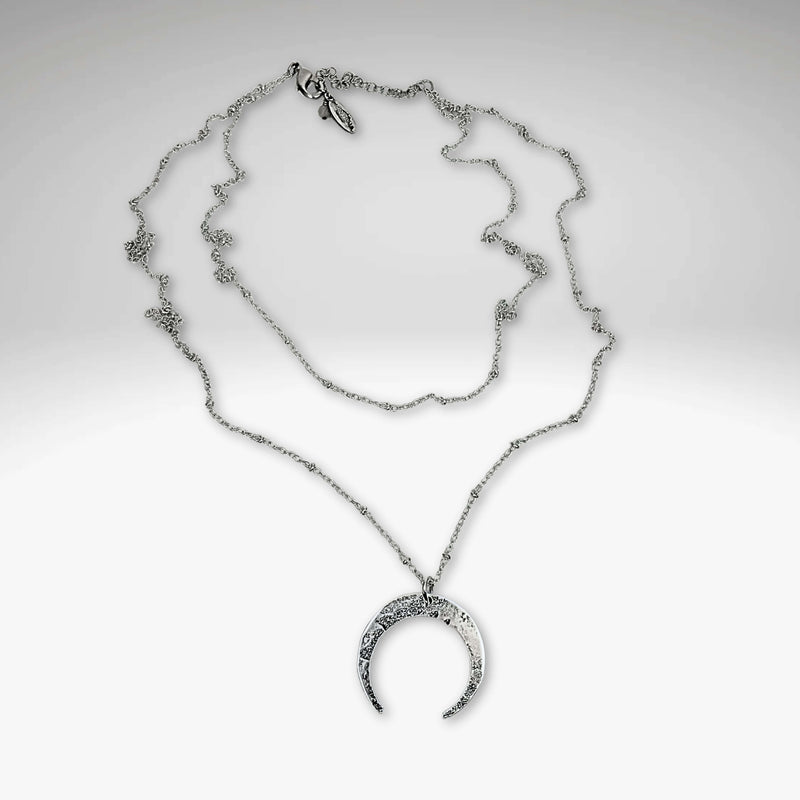 Horned Moon Necklace on satellite chain