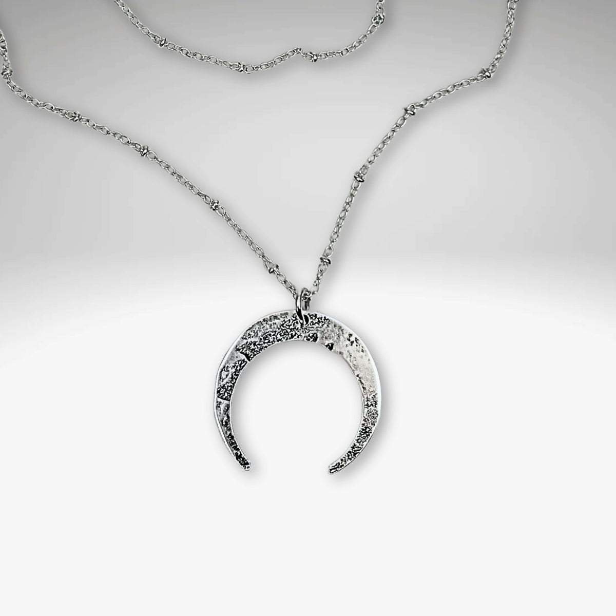 Horned Moon Necklace on satellite chain
