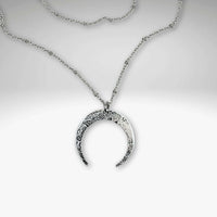 Horned Moon Necklace on satellite chain