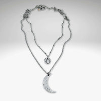 Sun and Moon Long Layered Necklace