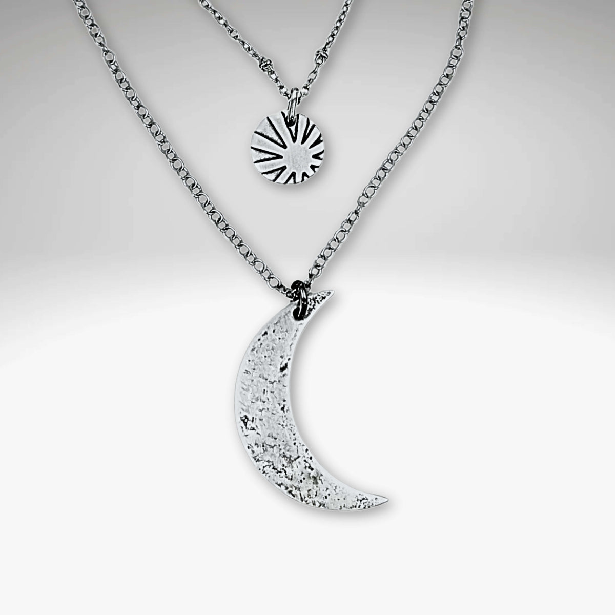 Sun and Moon Long Layered Necklace