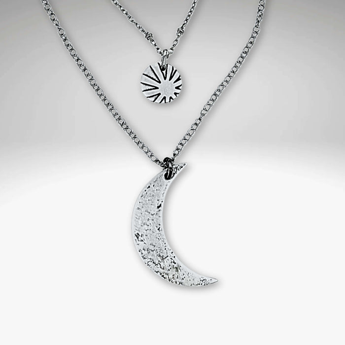Sun and Moon Long Layered Necklace