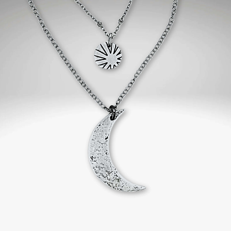 Sun and Moon Long Layered Necklace