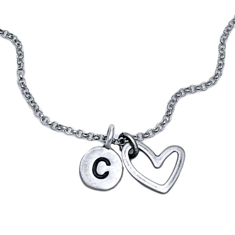 Open Heart Initial Necklace