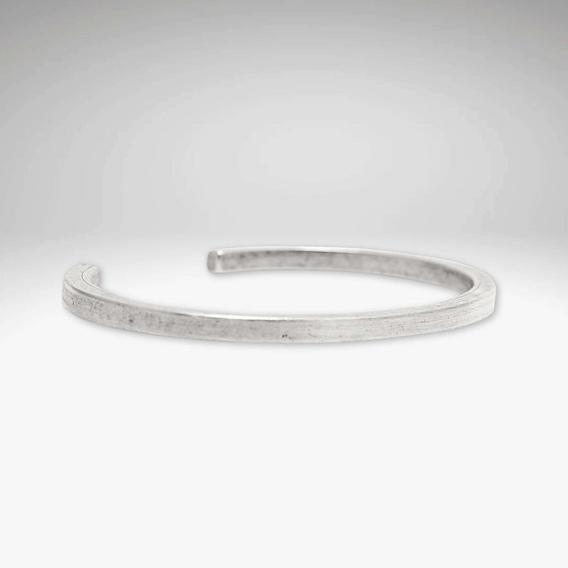 All Square Cuff Bracelet in Matte Silver finish, showcasing its elegant and simple design.