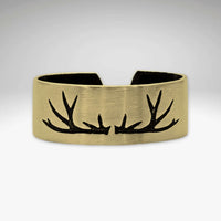 Antlers Adjustable Ring in brass finish, featuring elegant antler design for nature lovers.