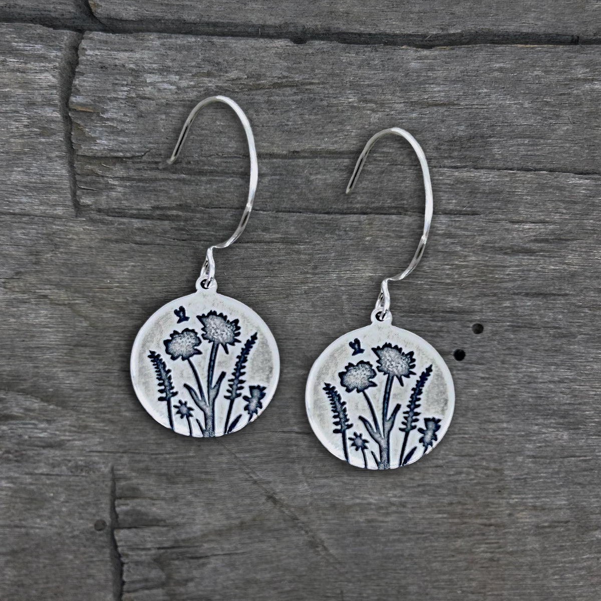 Bee in the Flowers Earrings, Wildflower Floral Drops - Daphne Lorna