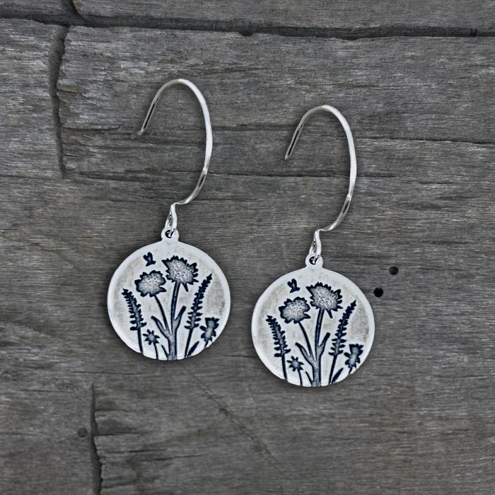 Bee in the Flowers Earrings, Wildflower Floral Drops - Daphne Lorna