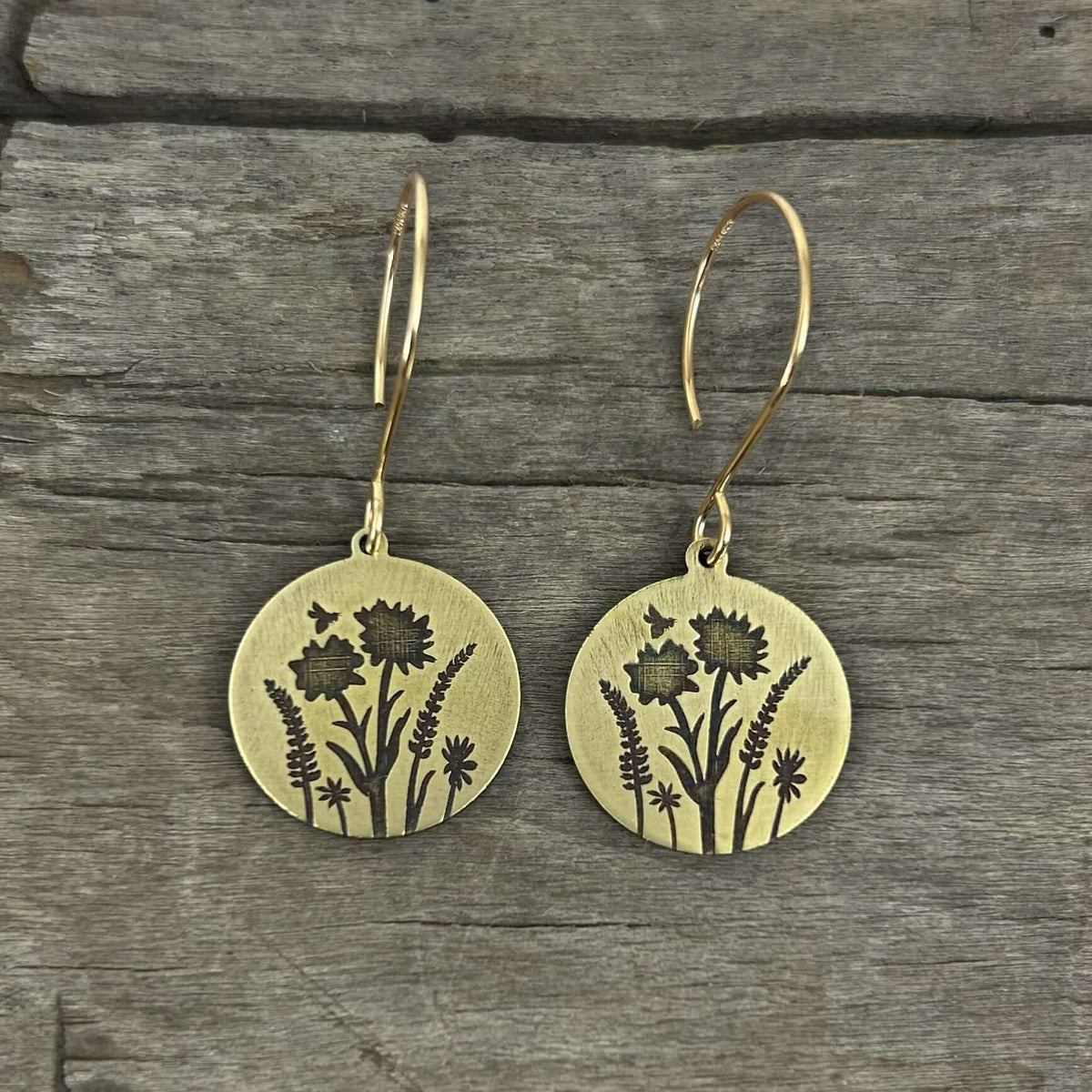 Bee in the Flowers Earrings, Wildflower Floral Drops - Daphne Lorna
