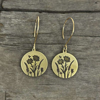 Bee in the Flowers Earrings, Wildflower Floral Drops - Daphne Lorna
