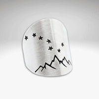 Big Dipper Adjustable Ring featuring mountain and star design, inspired by the night sky.