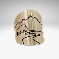 Buff in the Tetons Adjustable Ring showcasing a bison silhouette and mountains for outdoor adventure.