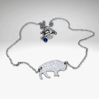 Buffalo Necklace featuring a rustic silver bison pendant on a delicate chain, perfect for wild style lovers.