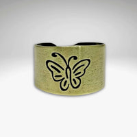 Butterfly Adjustable Ring in antique brass finish with whimsical butterfly design.