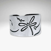 Dragonfly Adjustable Ring in matte silver finish featuring intricate dragonfly design.