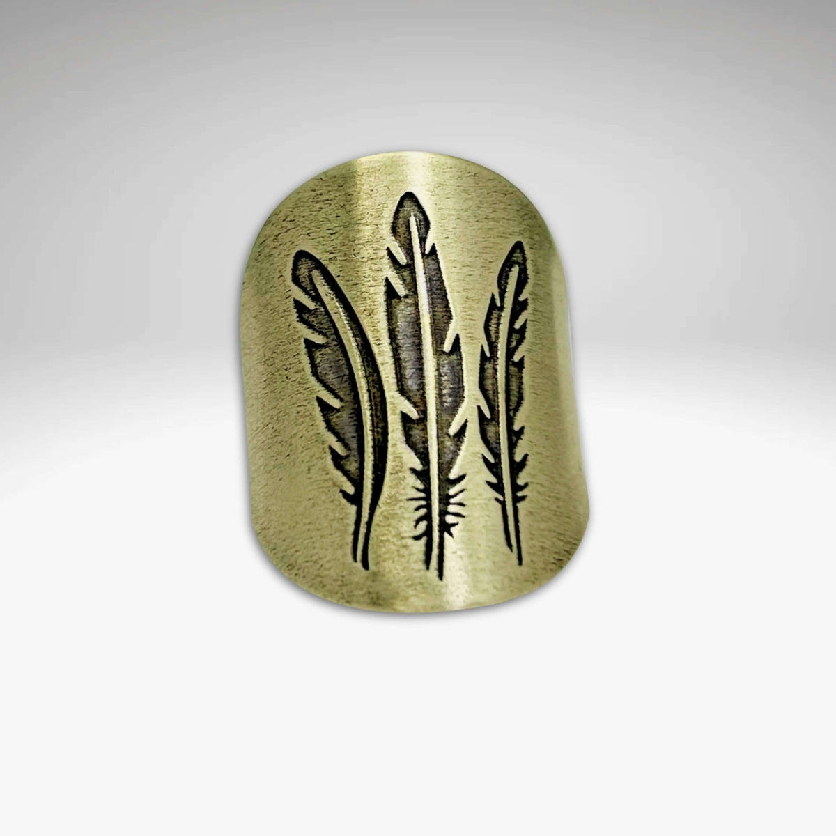 Feather Adjustable Ring featuring three-feather design, perfect for nature lovers and outdoor enthusiasts.