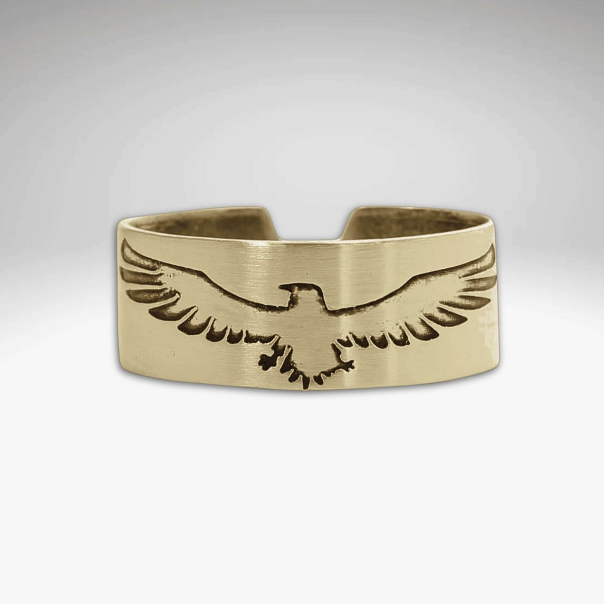 Freebird Adjustable Ring featuring an eagle design in Antique Brass, symbolizing freedom and nature.